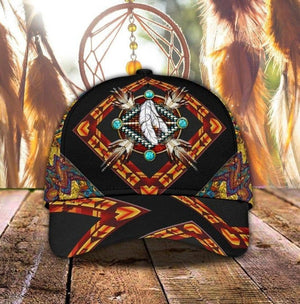 American Native Classic Cap 3D, Native Chief Feathers Cap, Baseball Cap, Strapback Cap, Unisex Hat