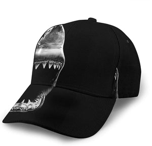 Black Shark Head Print Classic Baseball 3D Cap Adjustable Twill Sports Dad Hats for Unisex