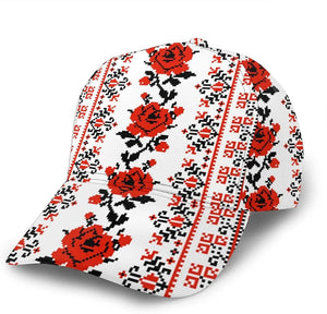 Ukrainian Embroidery Style Rose Women's Crisscross Ponytail Hats Baseball Cap 3D Adjustable Washed Trucker Dad Hat