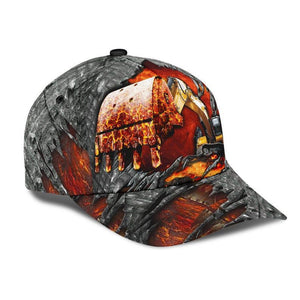 Excavator Lava Red Classic Cap 3D Unisex Hat, Breathable Cap, Human Cap, Trending Cap, American Cap