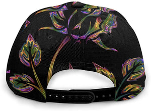Black and Gold Flowers Print Casual Baseball Cap Adjustable Twill Sports Dad Hats for Unisex