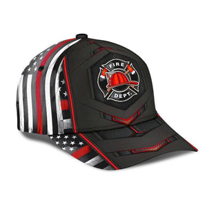 Firefighter Flag Red Carbon Classic Cap 3D, Unisex Hat, Classical Cap, Gift For Men