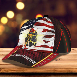 Firefighter American Flag Beautiful Cap 3D, Snapback Cap, Baseball Cap For Men Dad