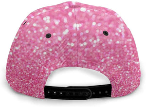 Sparkling Pink Glitter Print Classic Baseball 3D Cap Adjustable Twill Sports Dad Hats for Unisex
