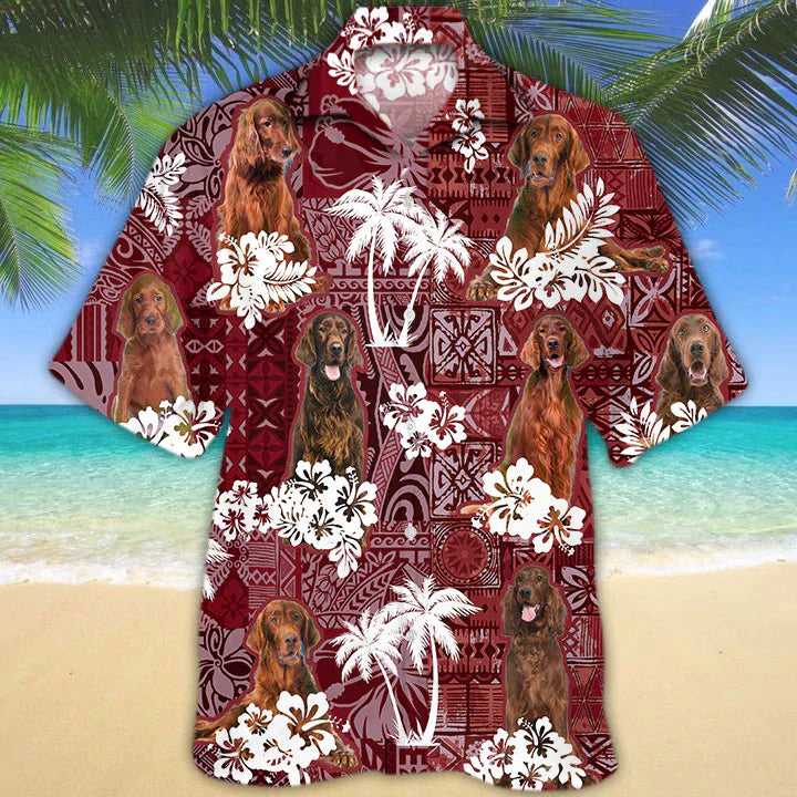 Irish Setter Red Hawaiian Shirt, Gift for Dog Lover Shirts, Men's Hawaiian shirt, Summer Hawaiian Aloha Shirt