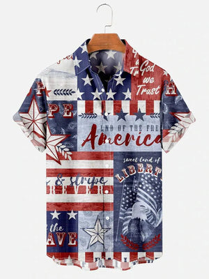 Hawaiian Aloha Shirts God Bless America 4Th Of July Eagle Hawaiian Shirt For Men