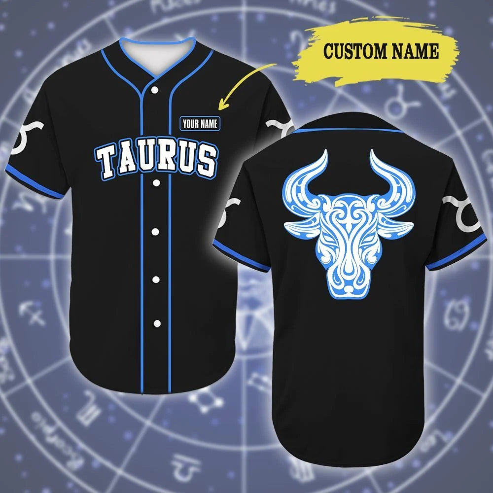 Personalized Custom Name Taurus Appealing Zodiac Baseball Tee Jersey Shirt