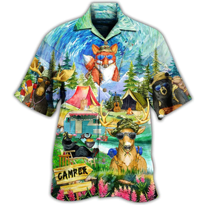 Camping Happy Animals - Hawaiian Shirt