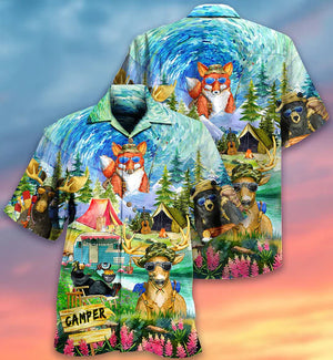 Camping Happy Animals - Hawaiian Shirt