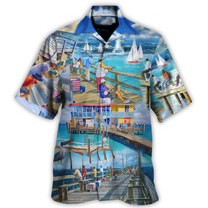 Fishing Pier Enjoy The Moment - Hawaiian Shirt