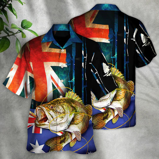 Fishing I Love Fishing Australia Flag Vintage - Hawaiian Shirt