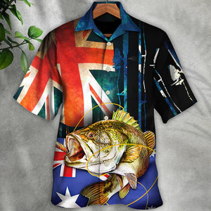 Fishing I Love Fishing Australia Flag Vintage - Hawaiian Shirt