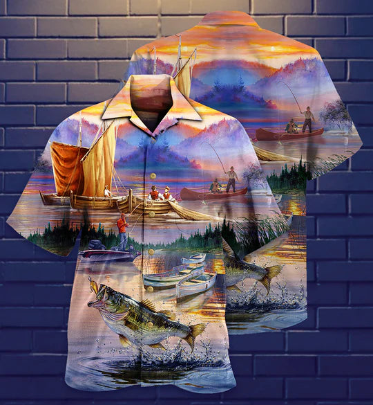 Fishing Under Sunset Cool - Hawaiian Shirt