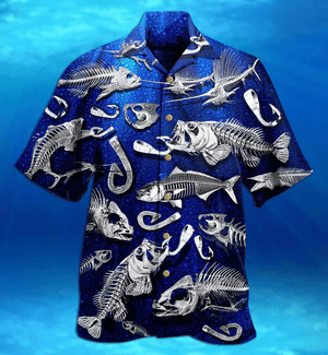 Fishing Fishbone Blue Style - Hawaiian Shirt