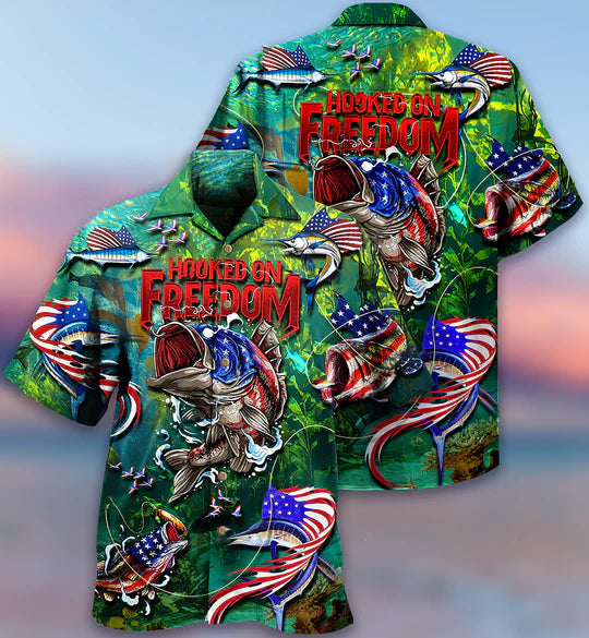 Fishing Hooked On Freedom - Hawaiian Shirt