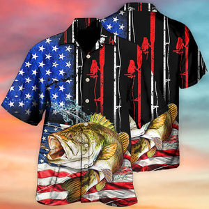 Fishing Amazing US Flag Style - Hawaiian Shirt