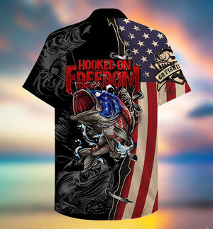 Fishing Hooked On Freedom America Freedom - Hawaiian Shirt