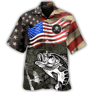 Fishing US Flag- Hawaiian Shirt