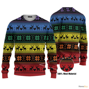 Hobby Rainbow Deer LGBT Ugly Christmas Sweater