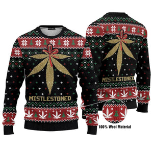 Hobby Merry Christmas Weed Mistlestoned For Unisex Ugly Christmas Sweater
