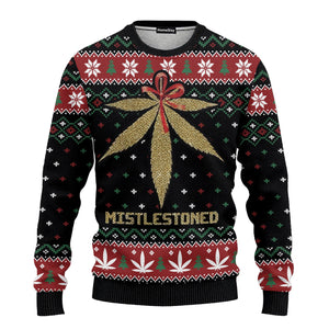 Hobby Merry Christmas Weed Mistlestoned For Unisex Ugly Christmas Sweater