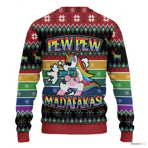 Hobby Unicorn LGBT Pew Pew Ugly Christmas Sweater