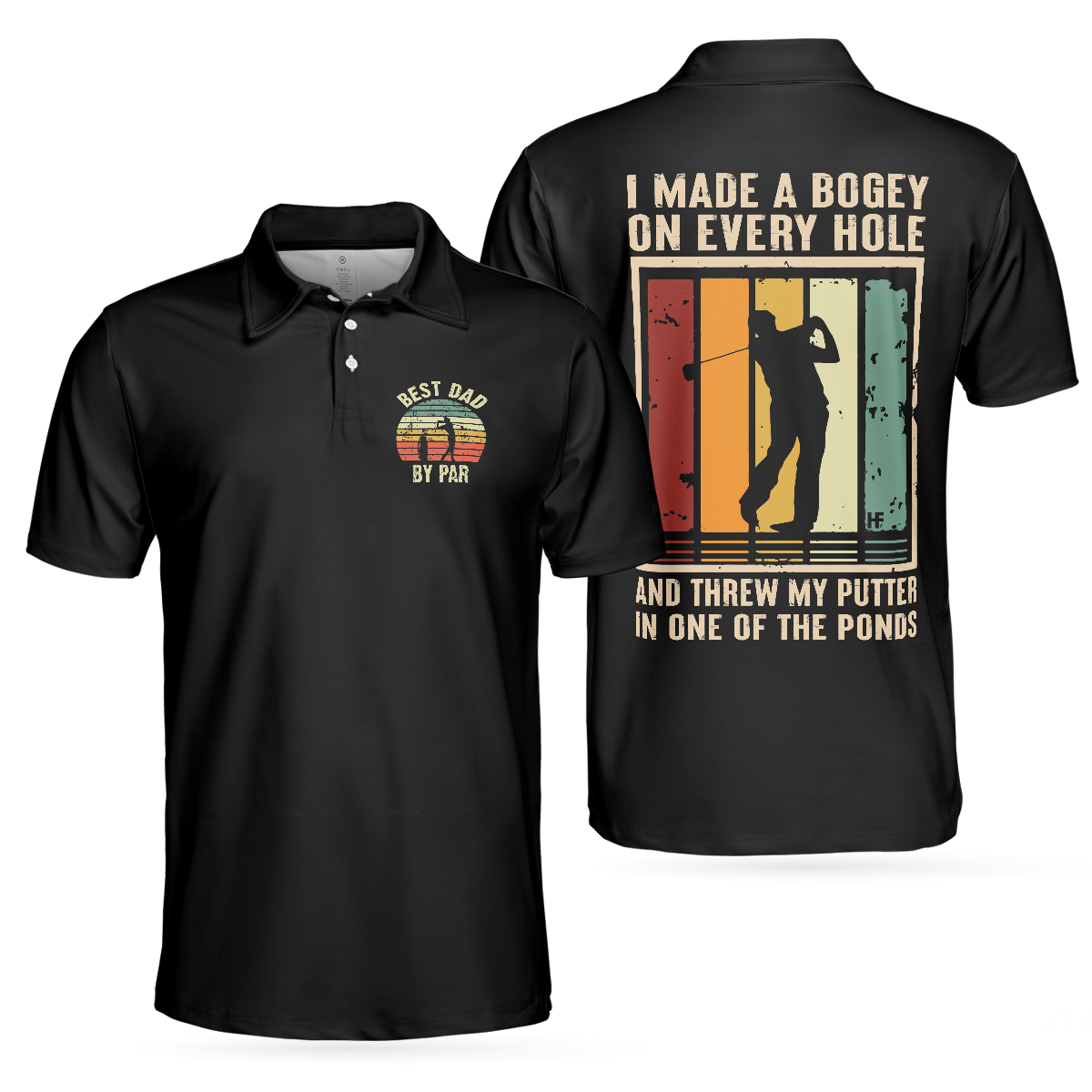 Black Golf With Sayings Polo Shirt - Gift For Father's Day
