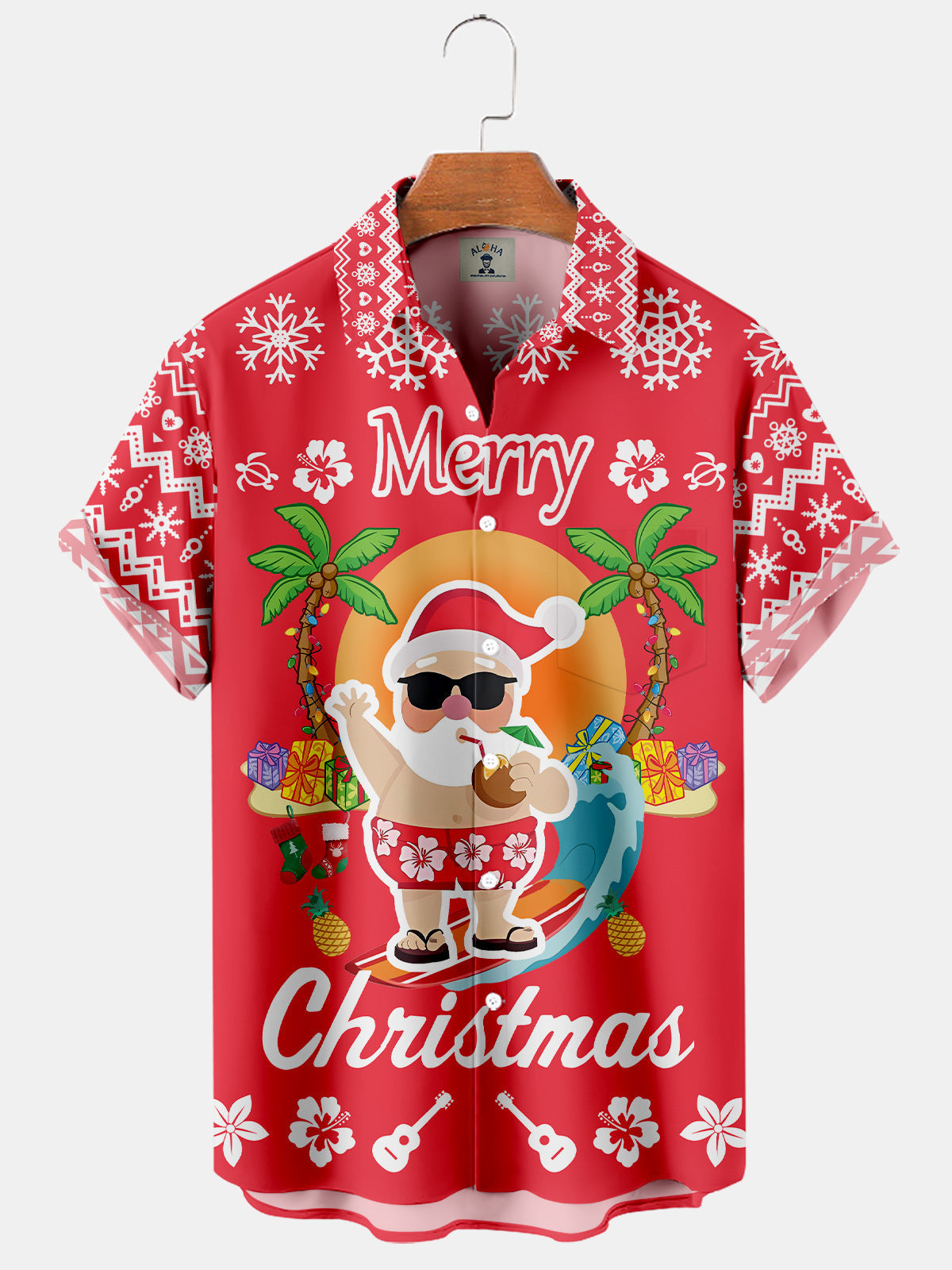 Merry Christmas Santa Drinks Coconut - Hawaiian Shirt