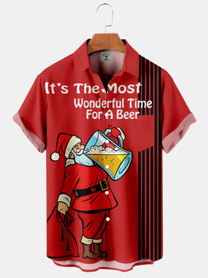 Christmas Santa Claus Drinking Beer - Hawaiian Shirt