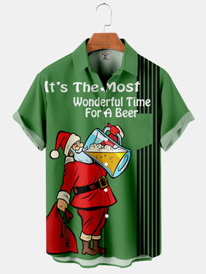 Christmas Santa Claus Drinking Beer - Hawaiian Shirt