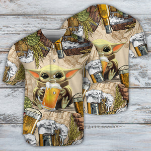 Starwars Baby Yoda And Beer Wheat - Baseball Jersey - Family Store