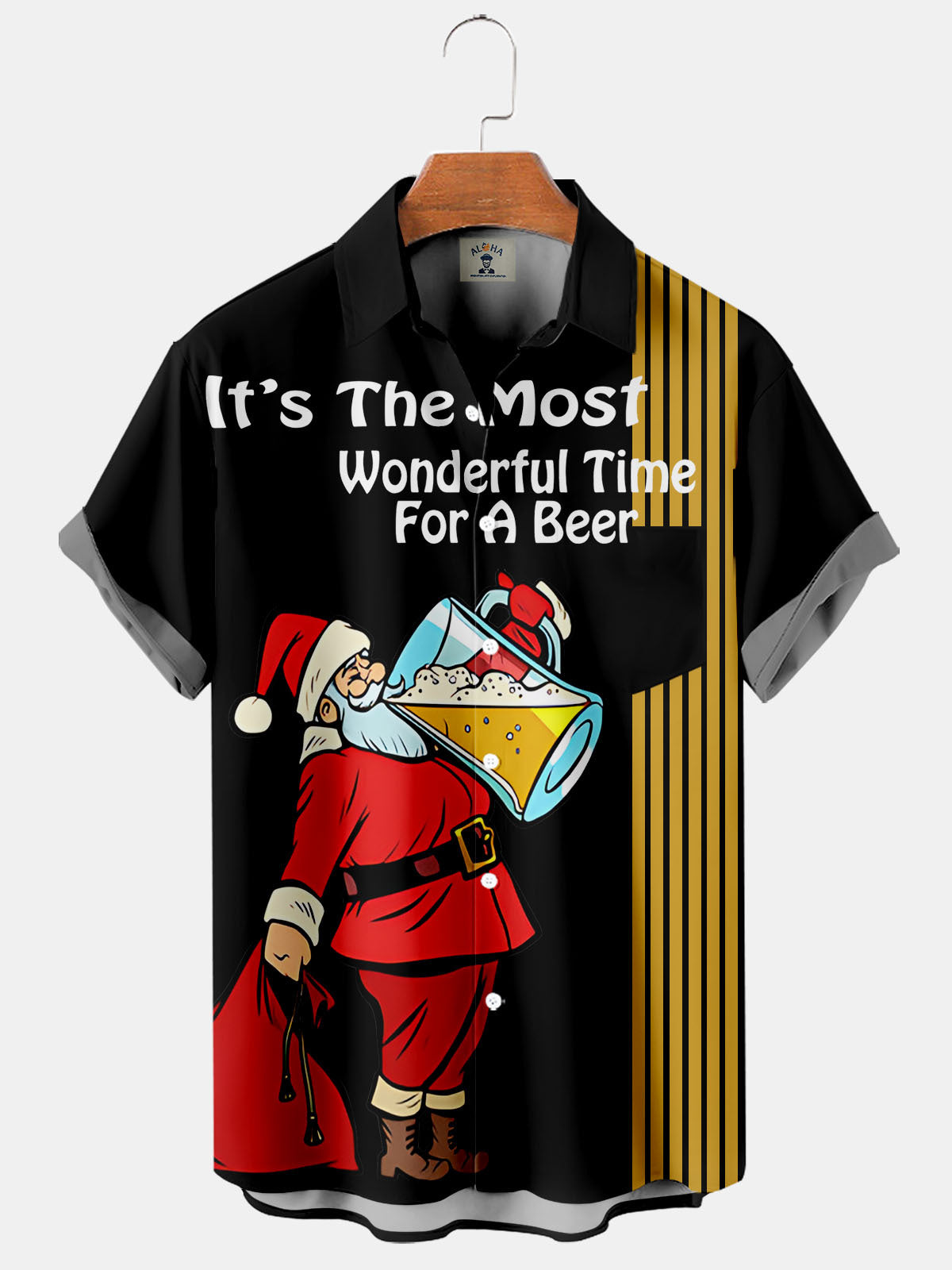 Christmas Santa Claus Drinking Beer - Hawaiian Shirt