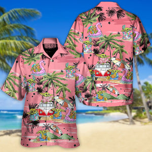 Star Wars Disney Baby Yoda Pink Hawaiian Shirt