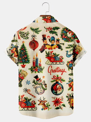 Greeting Christmas Retro Vintage Style - Hawaiian Shirt