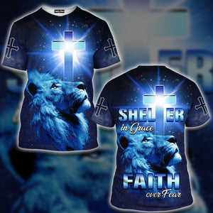 Shelter In Grace Faith Over Fear God Jesus Hawaiian Shirt