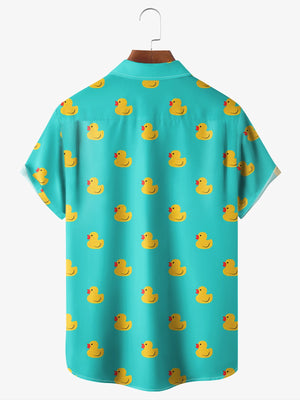 Yellow Duck Pattern Mint Short Sleeve - Hawaiian Shirt