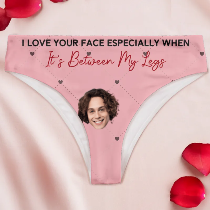 Custom Photo I Love Your Face - Gift For Girlfriend - Personalized Women's Brief