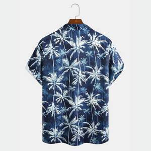 White Palm Tree Pattern Tropical - Hawaiian Shirt