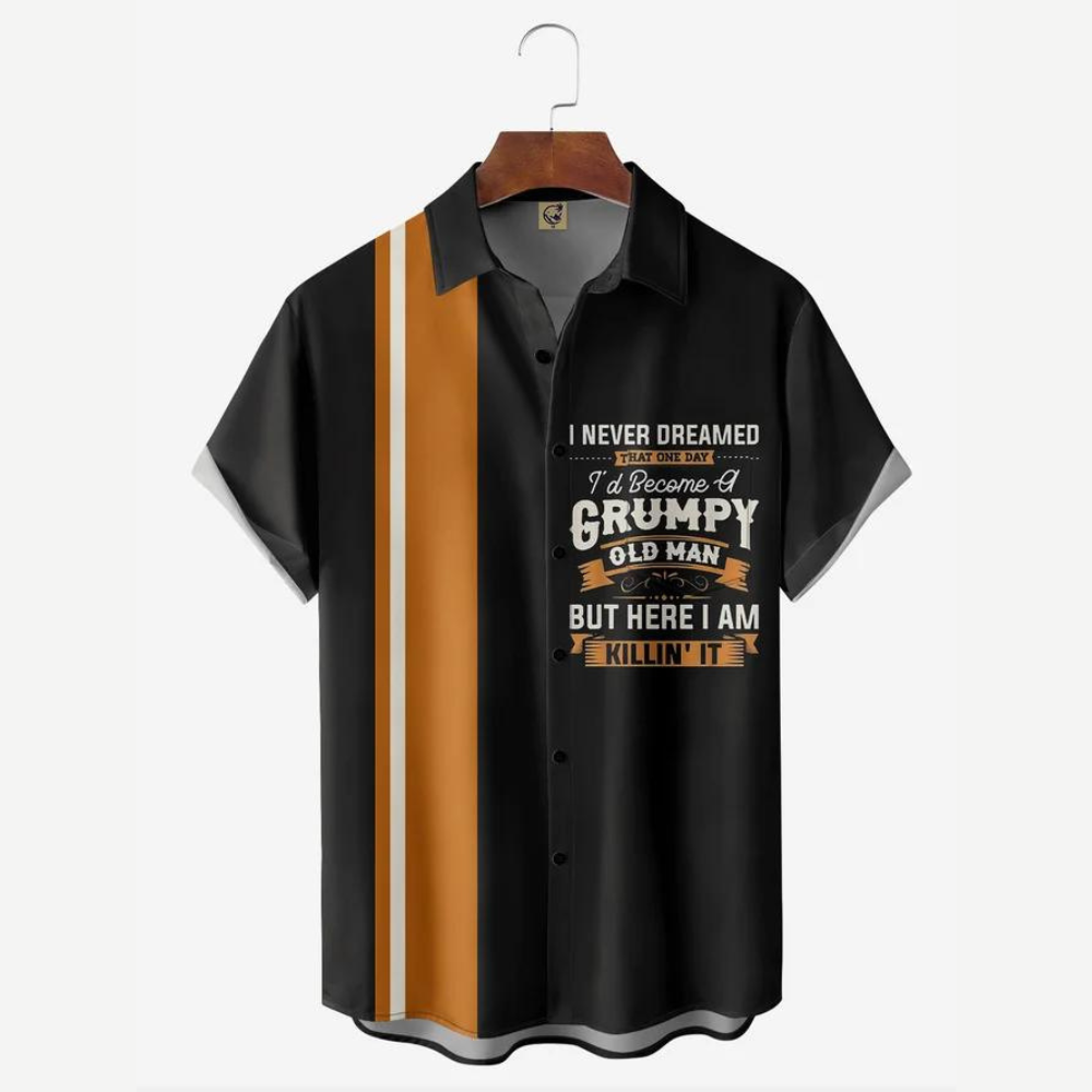 Grumpy Old Man Orange Black - Hawaiian Shirt