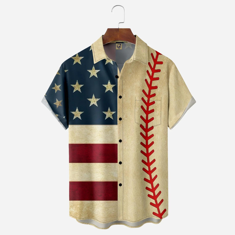 US Flag Baseball Ball - Hawaiian Shirt