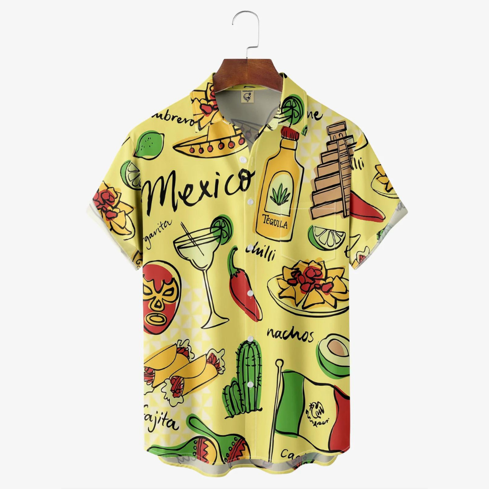 Mexican Tacos, Tequila And Chilli Pattern - Hawaiian Shirt