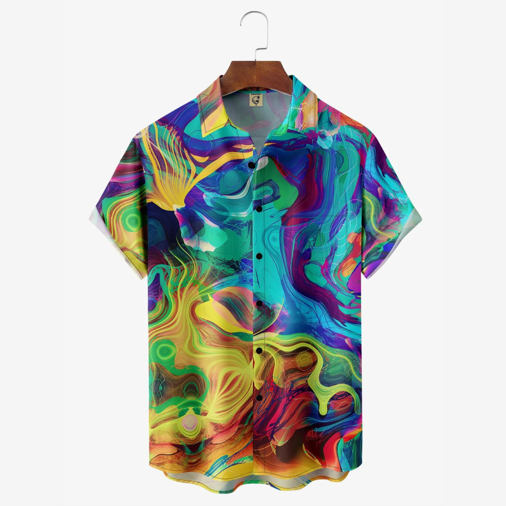 Gradient Colors Line Texture - Hawaiian Shirt