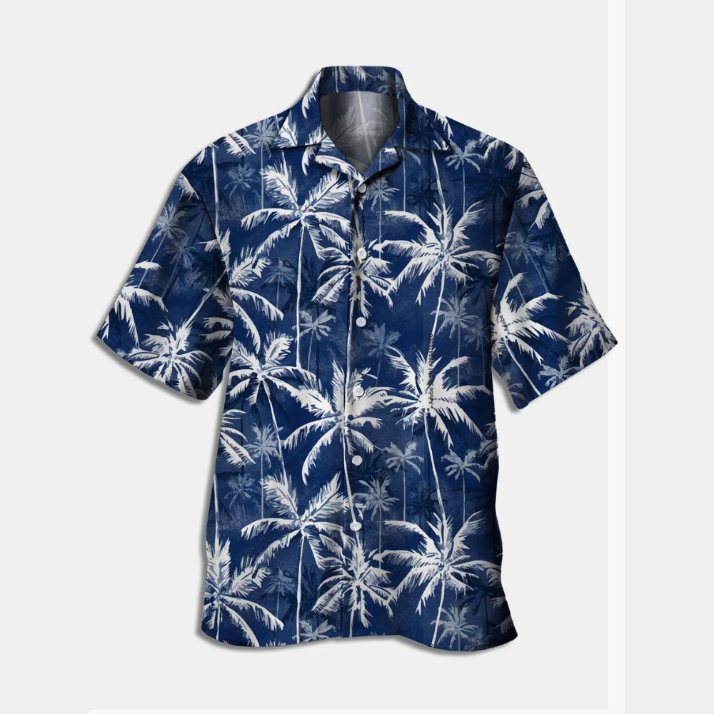 White Palm Tree Pattern Tropical - Hawaiian Shirt