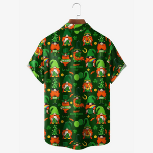 Green Irish St. Patrick's Day Lucky Clover Gold Coins - Hawaiian Shirt