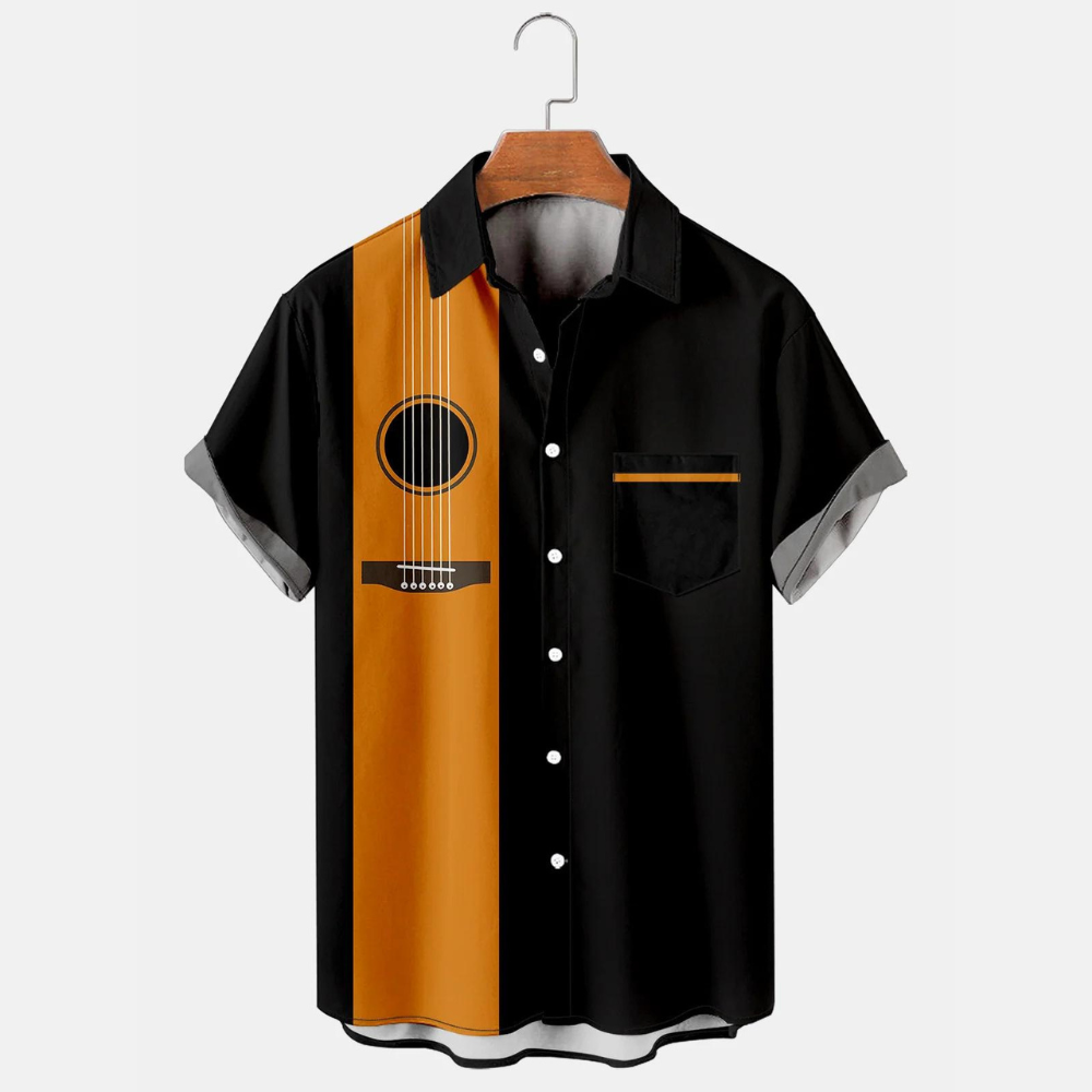Orange Guitar Black Theme - Hawaiian Shirt