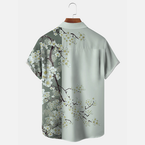 White Sakura Pattern - Hawaiian Shirt