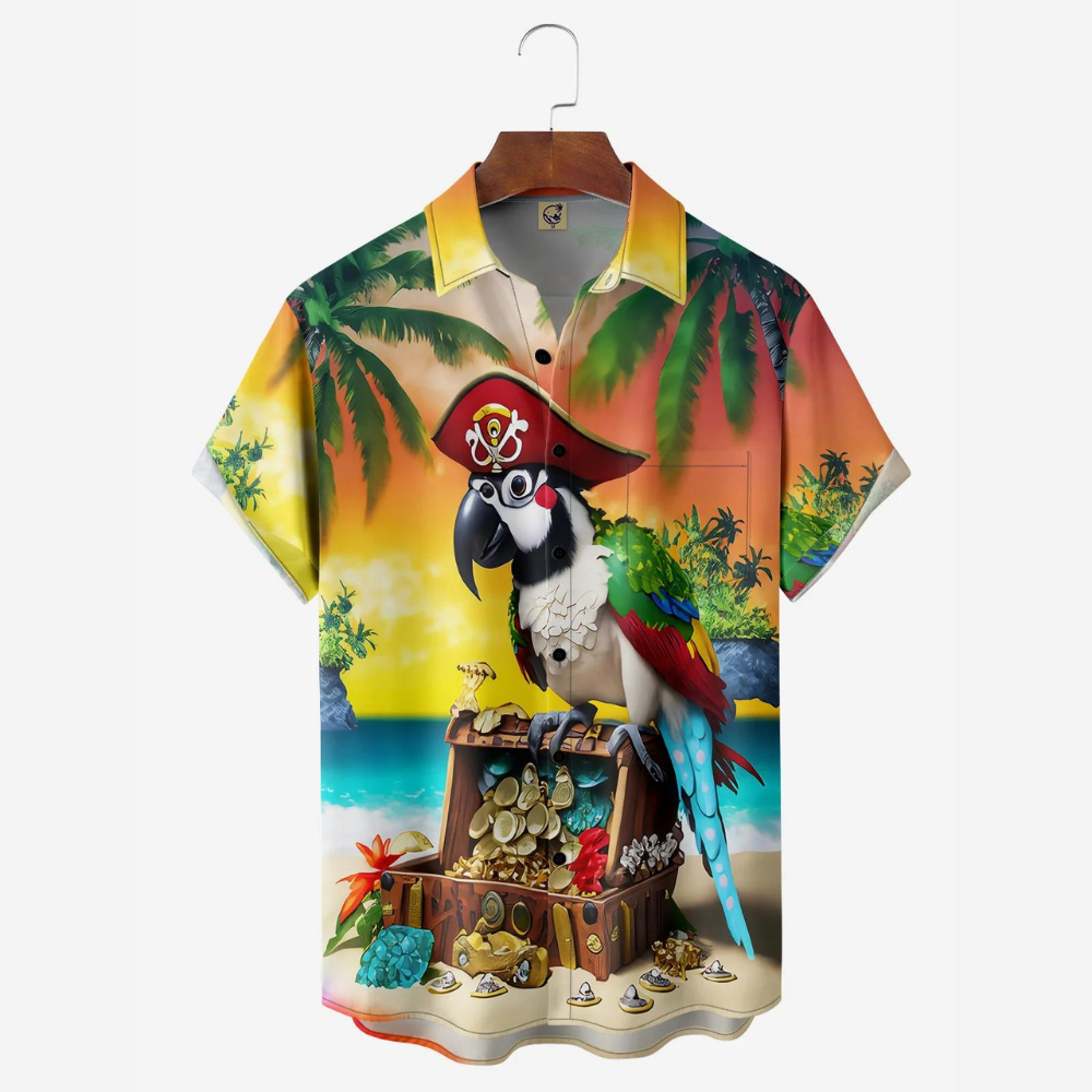 Funny Parrot Captain In Island - Hawaiian Shirt