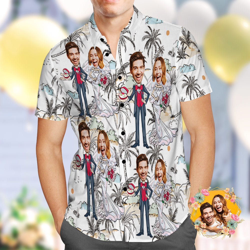 Wedding gifts, Custom Hawaiian Shirt Artistic Wedding Photo Hawaiian Shirt Best Wedding Gift