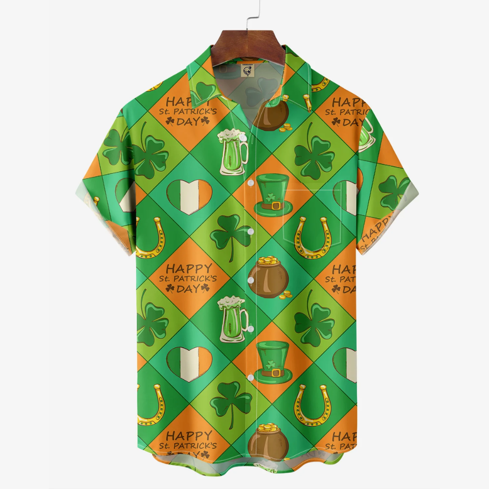 Irish St. Patrick's Day Lucky Clover Gold Coins - Hawaiian Shirt