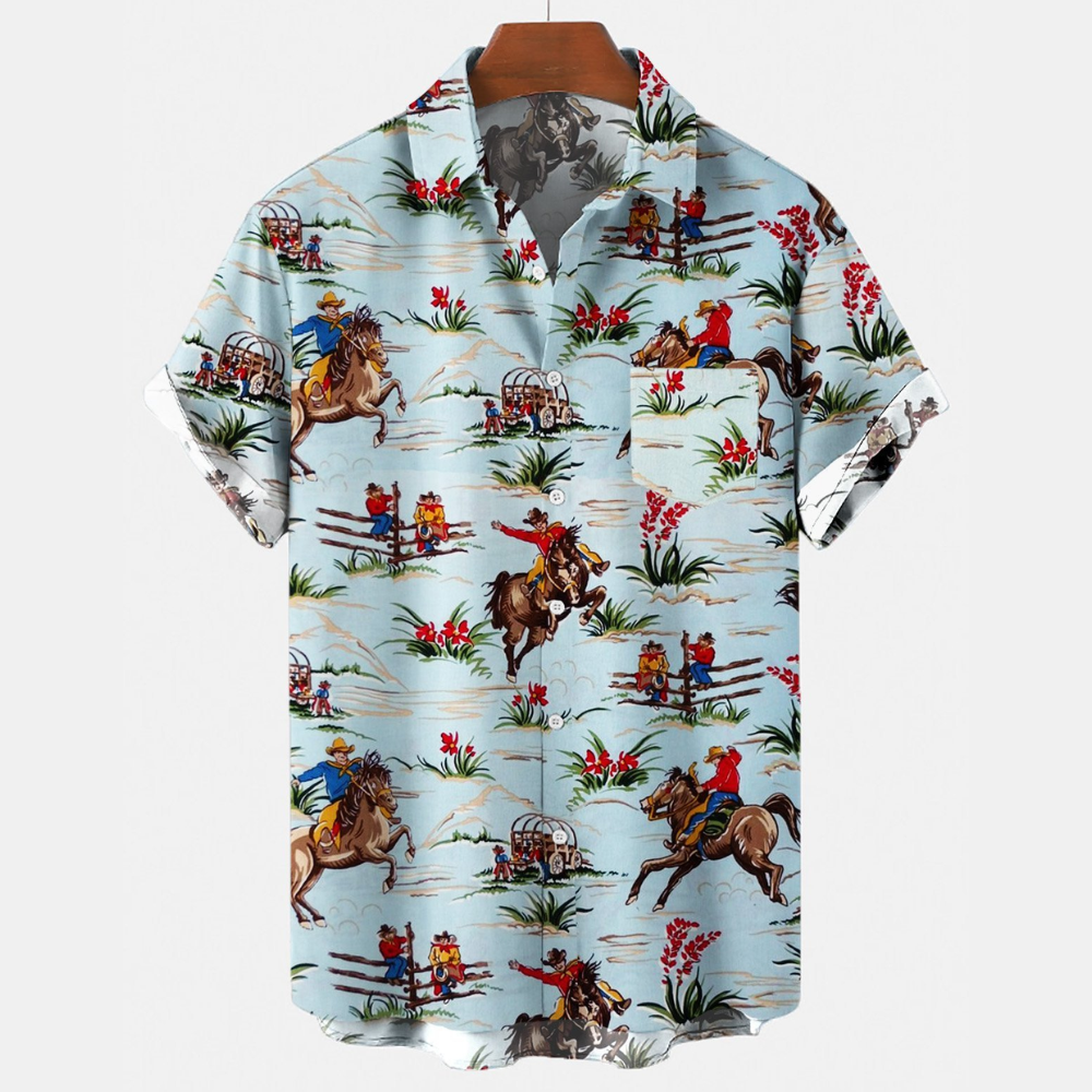Cowboy Horse Style Lover Short Sleeve - Hawaiian Shirt